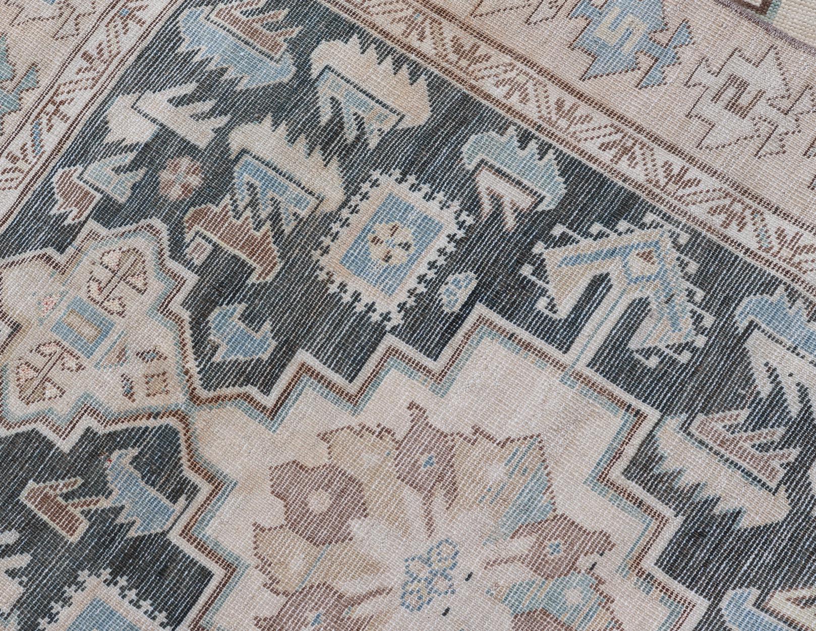Antique Kazak Runner with Geometric Design and Medallions on a Brown Field 5