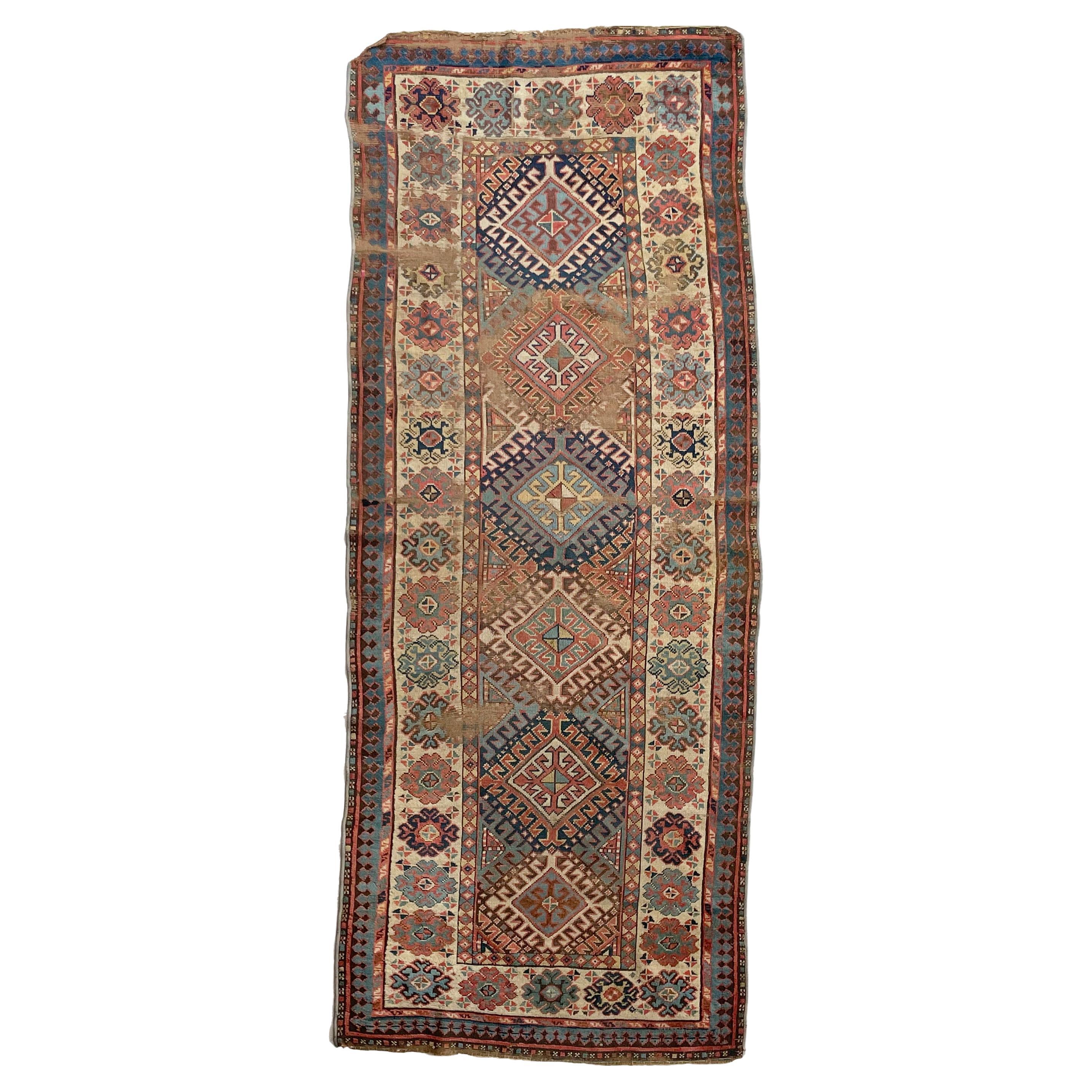 Antique Kazak Runner with Mature Dyes & Iconic Design, c. 1920-30's