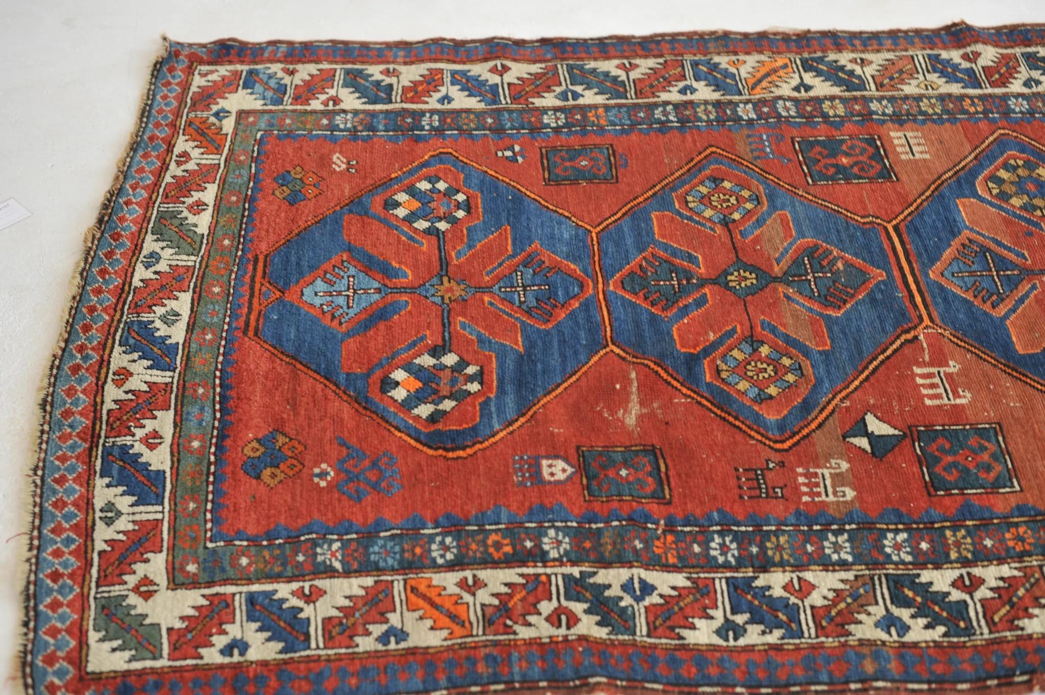 Antique Kazak Tribal Rug with Variations of Clay, Rust, Autumn For Sale 4