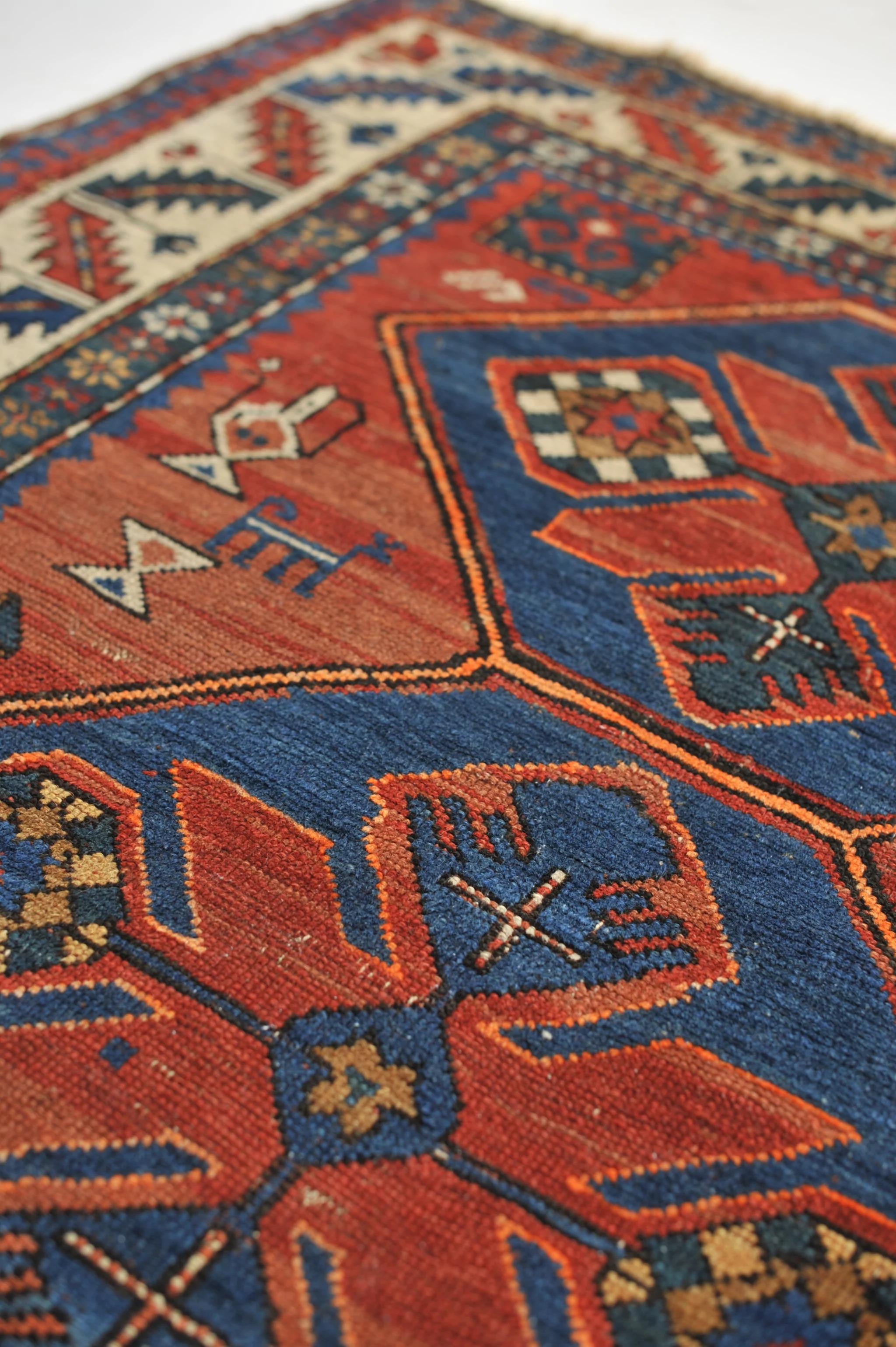 Antique Kazak Tribal Rug with Variations of Clay, Rust, Autumn For Sale 2