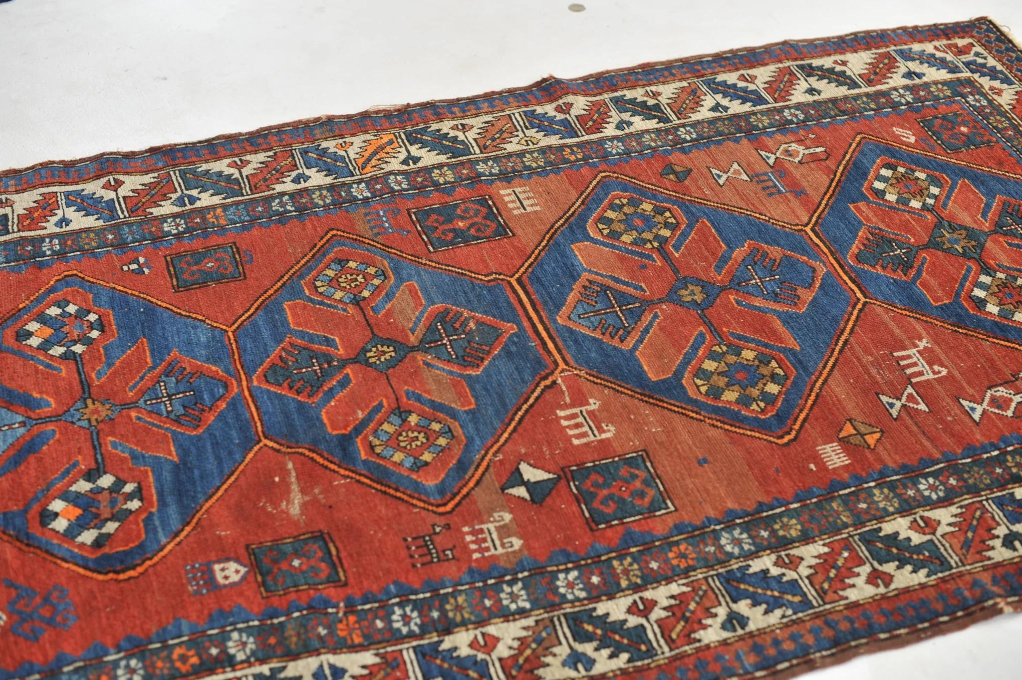 Antique Kazak Tribal Rug with Variations of Clay, Rust, Autumn For Sale 3