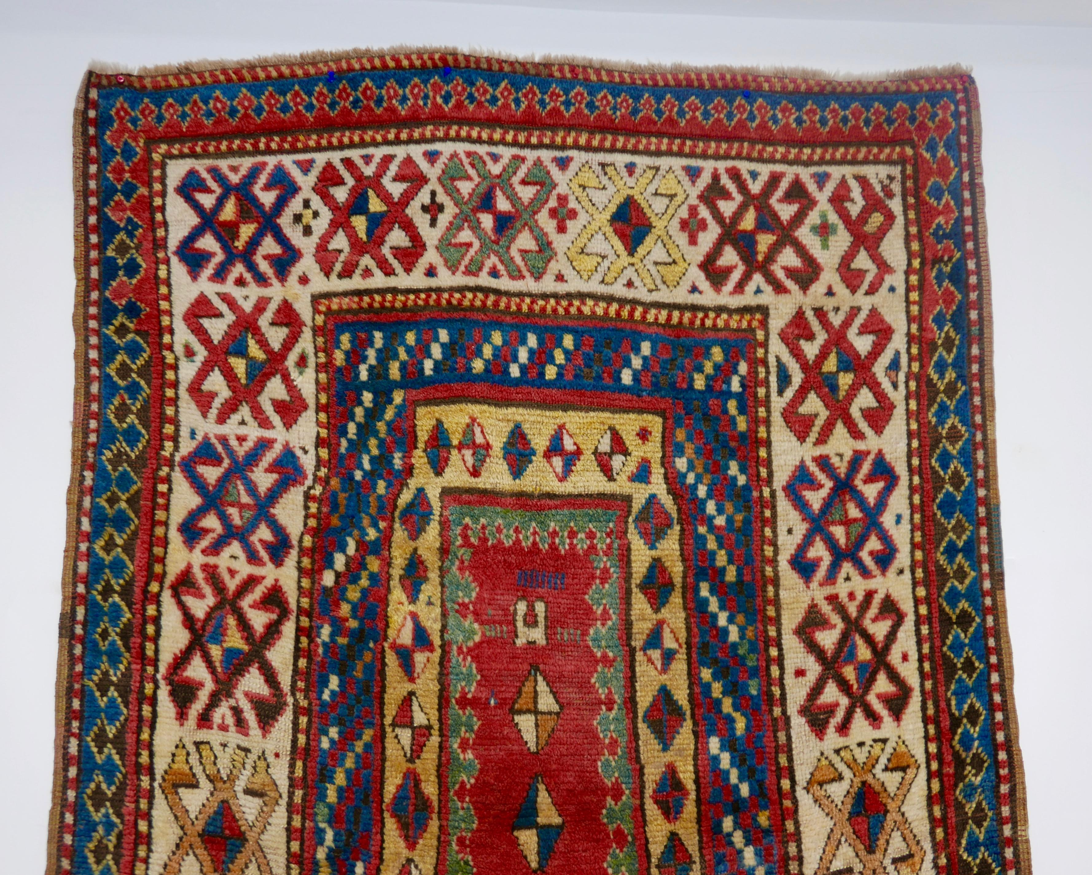 Antique Kazak Wool Rug, 19th Century Kazakhstan 6