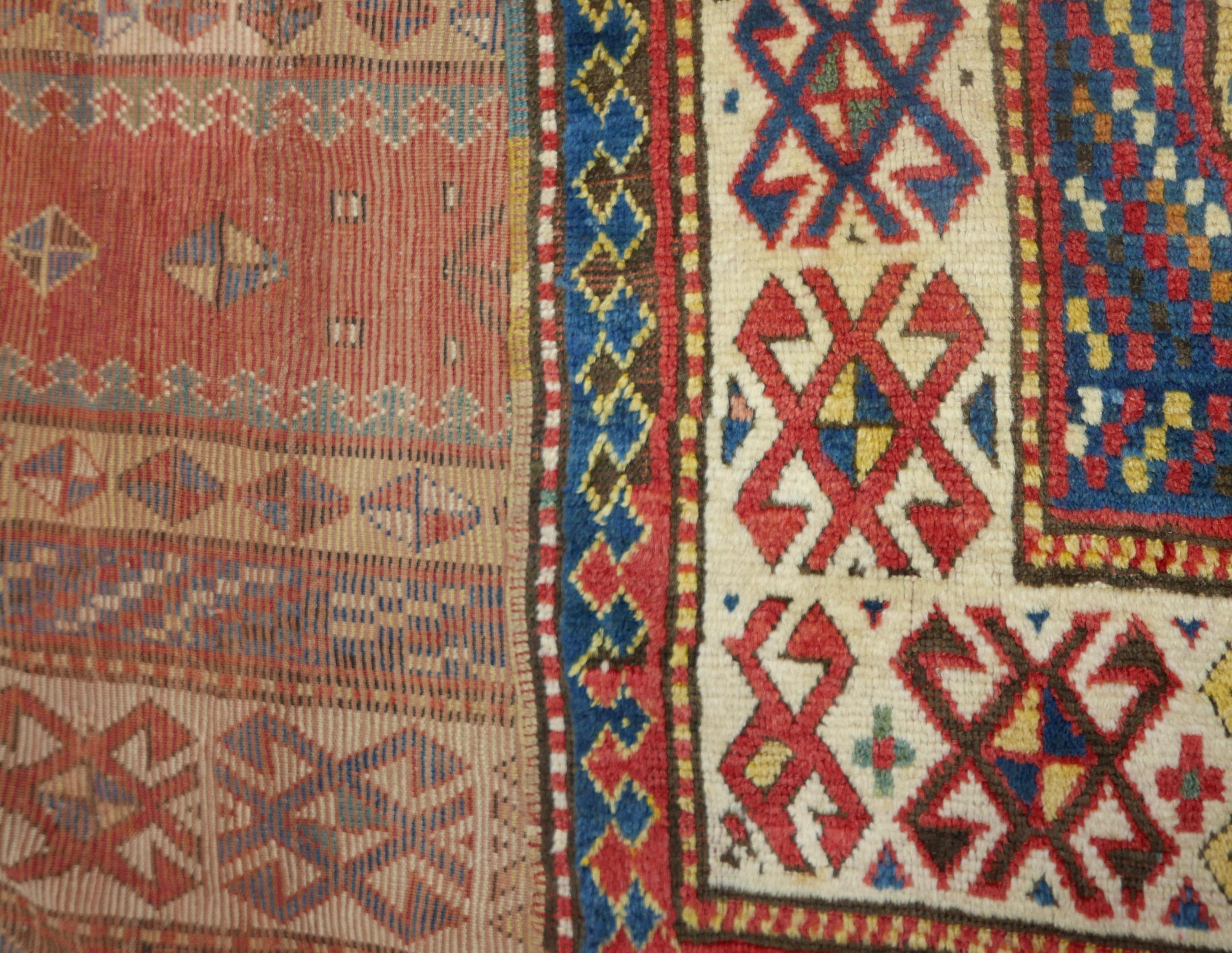 Antique Kazak Wool Rug, 19th Century Kazakhstan 7