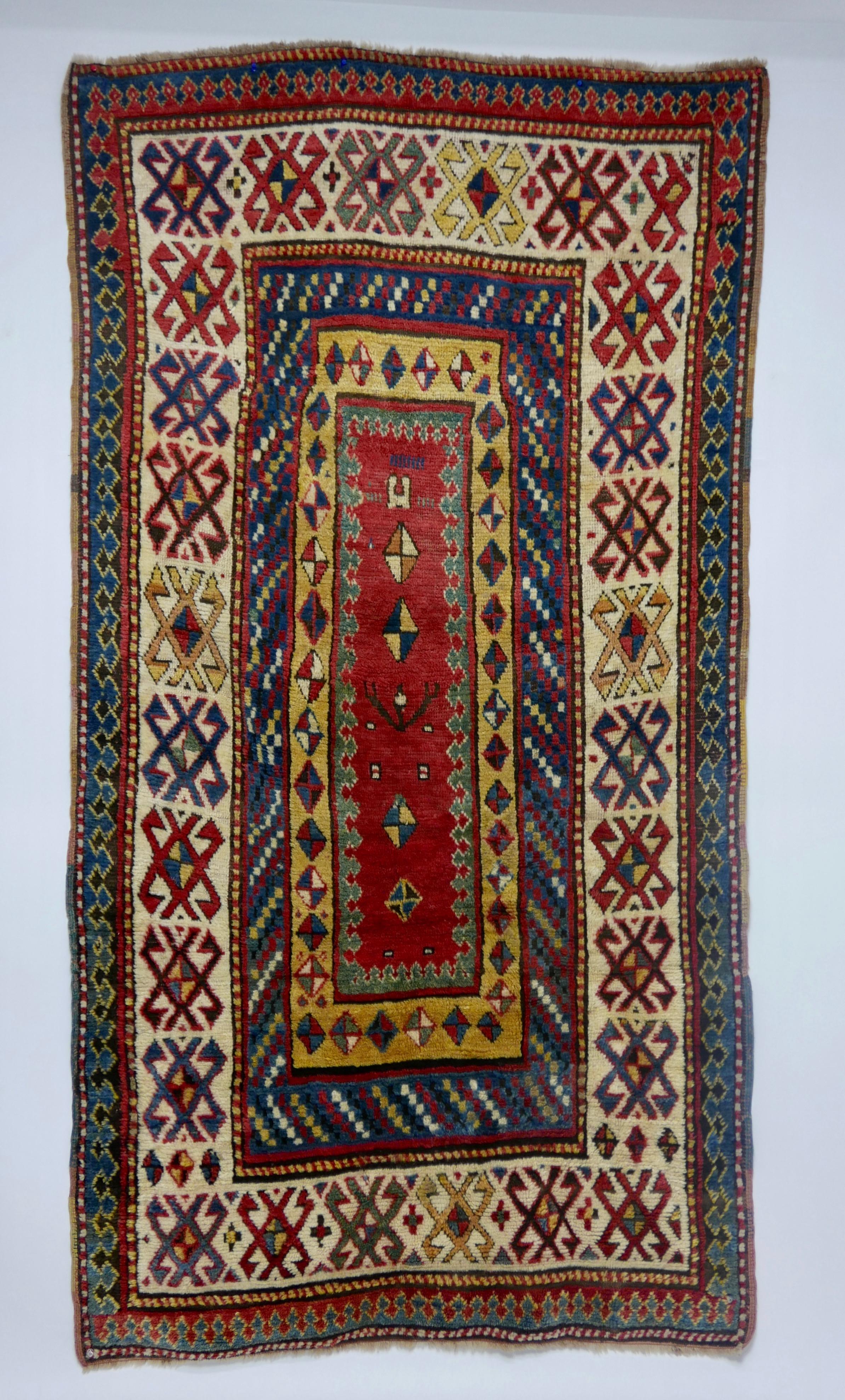 Kazakhstani Antique Kazak Wool Rug, 19th Century Kazakhstan