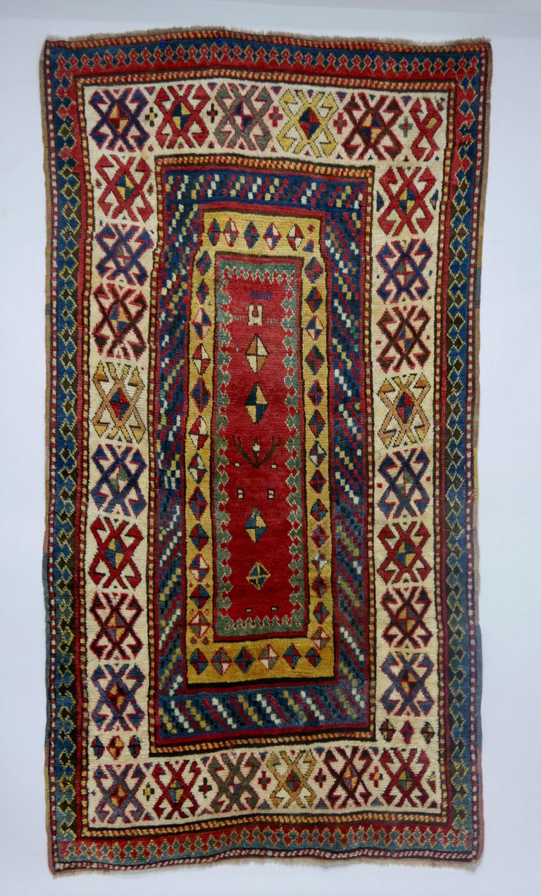 Antique Kazak Wool Rug, 19th Century Kazakhstan at 1stdibs