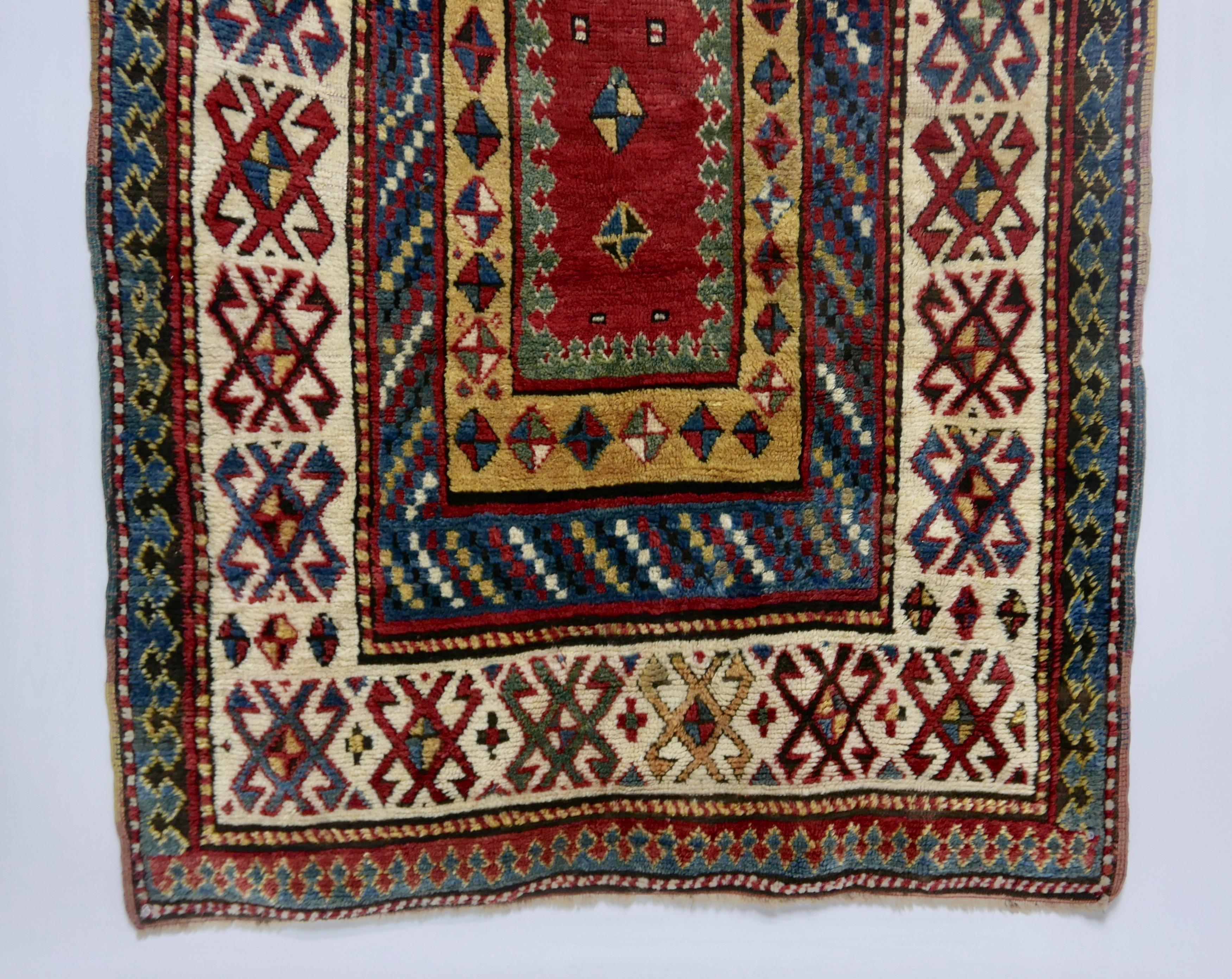 Antique Kazak Wool Rug, 19th Century Kazakhstan In Good Condition In San Francisco, CA