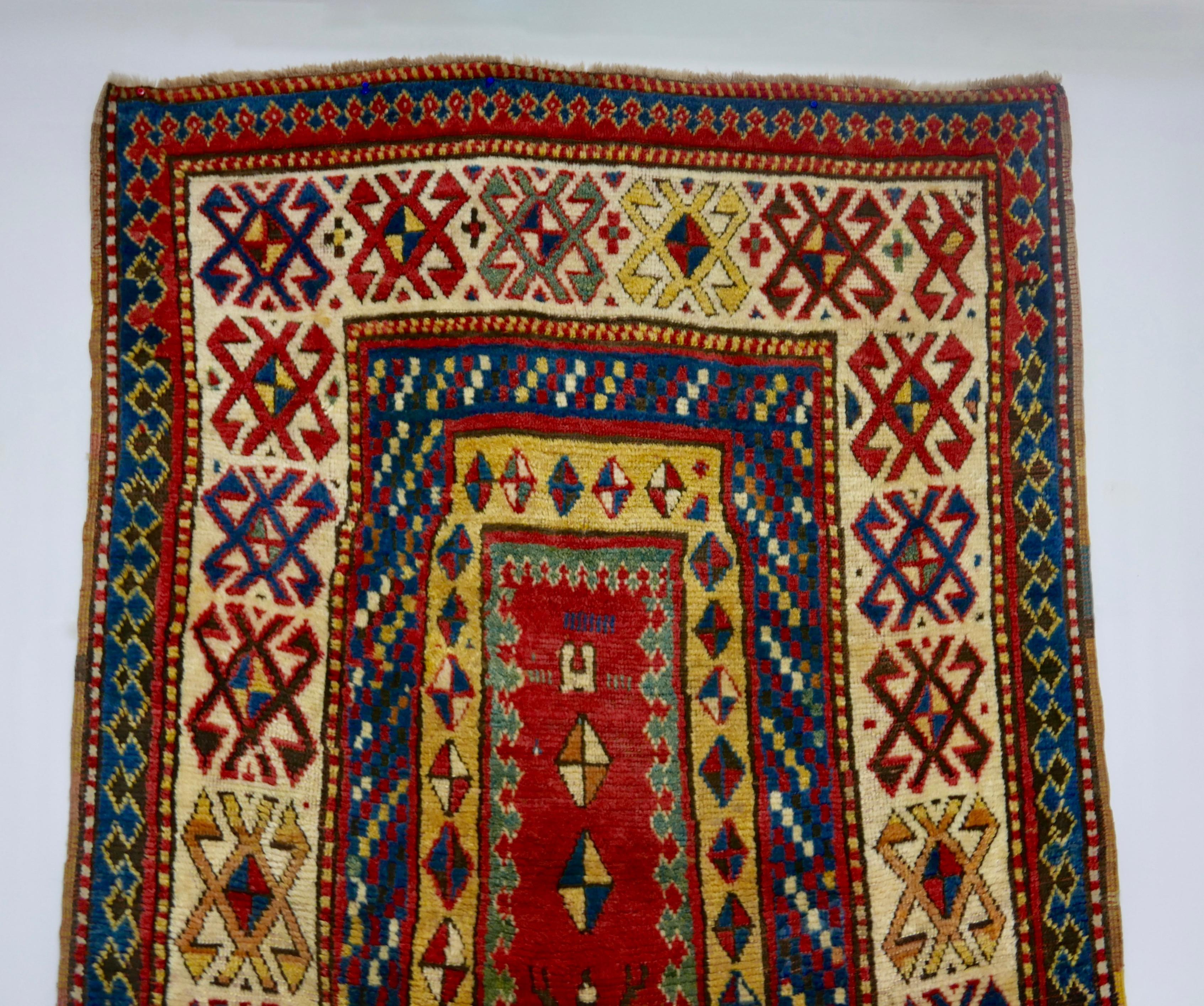Antique Kazak Wool Rug, 19th Century Kazakhstan 1