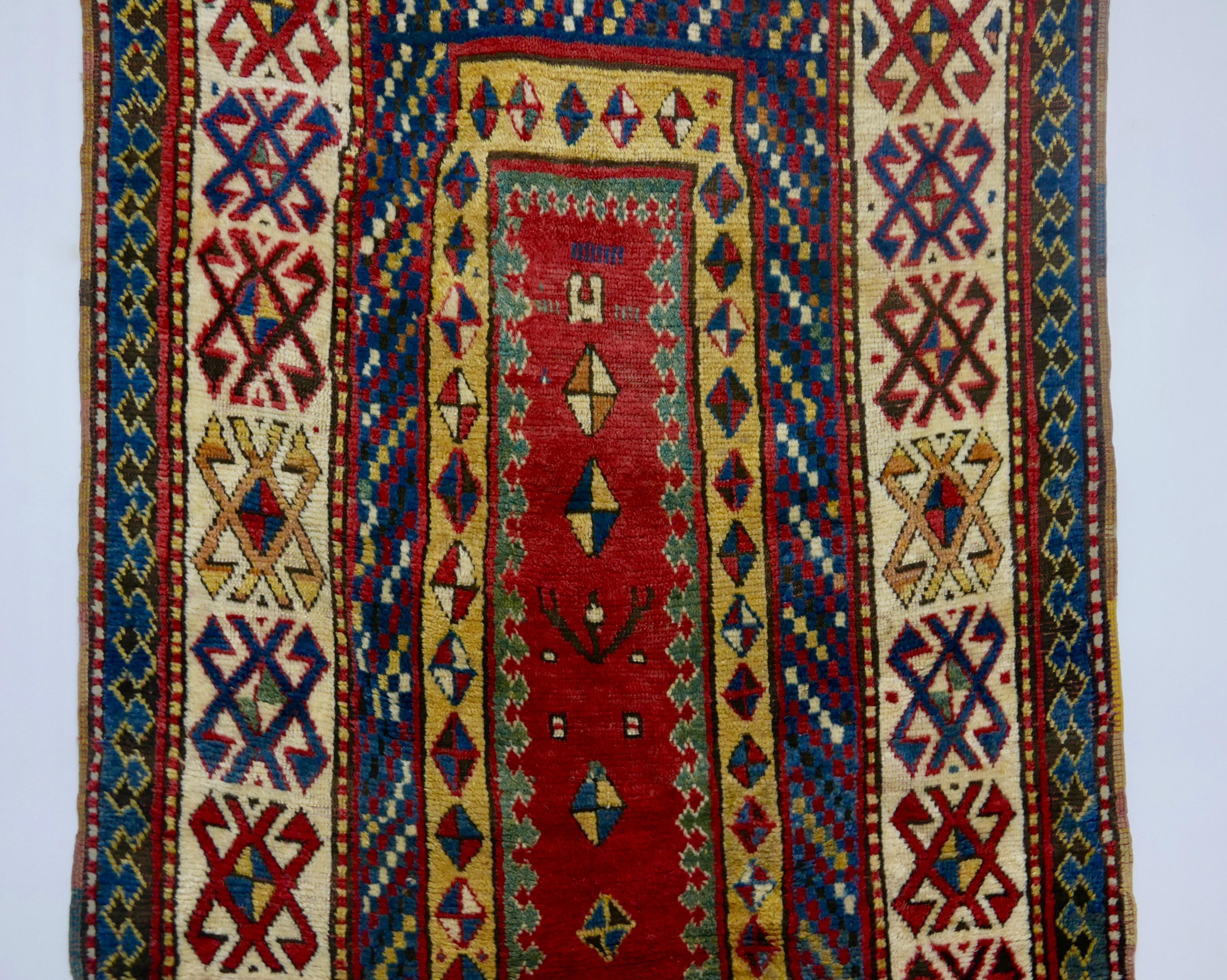 Antique Kazak Wool Rug, 19th Century Kazakhstan 2