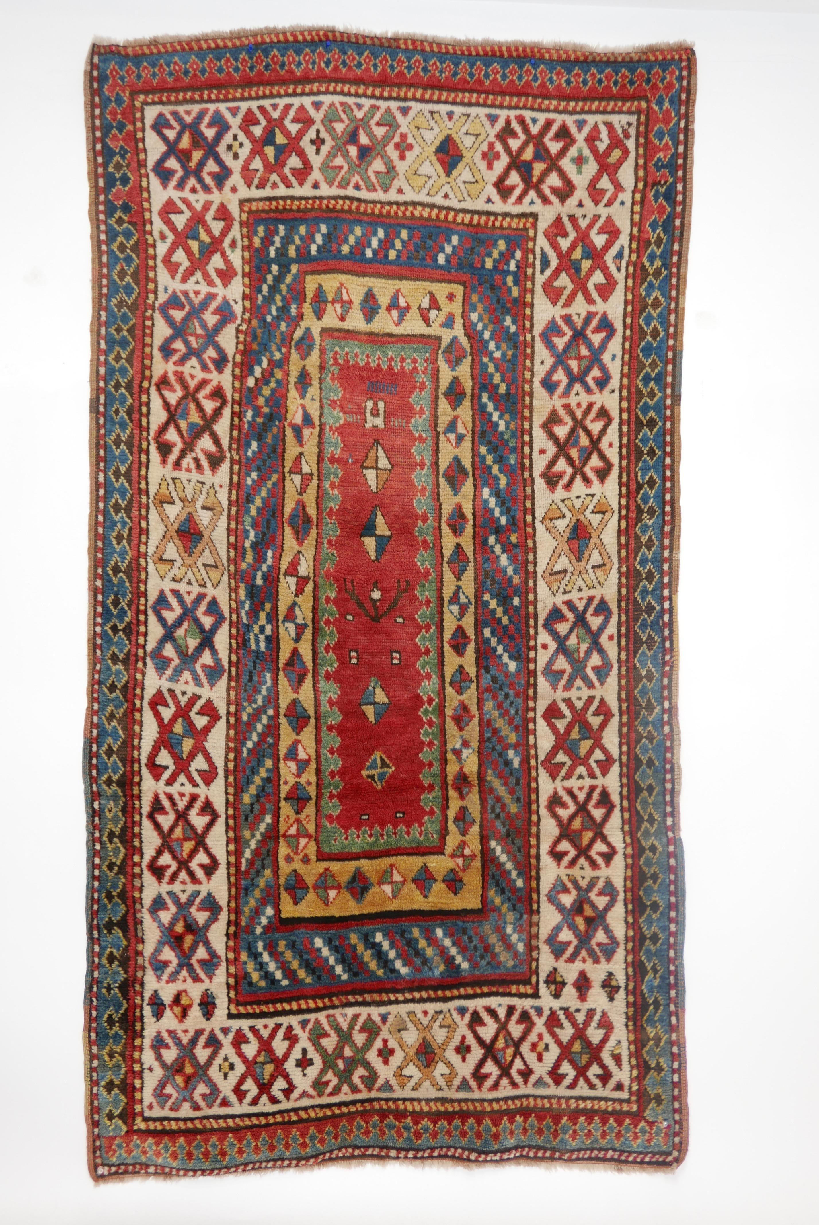 Antique Kazak Wool Rug, 19th Century Kazakhstan 3