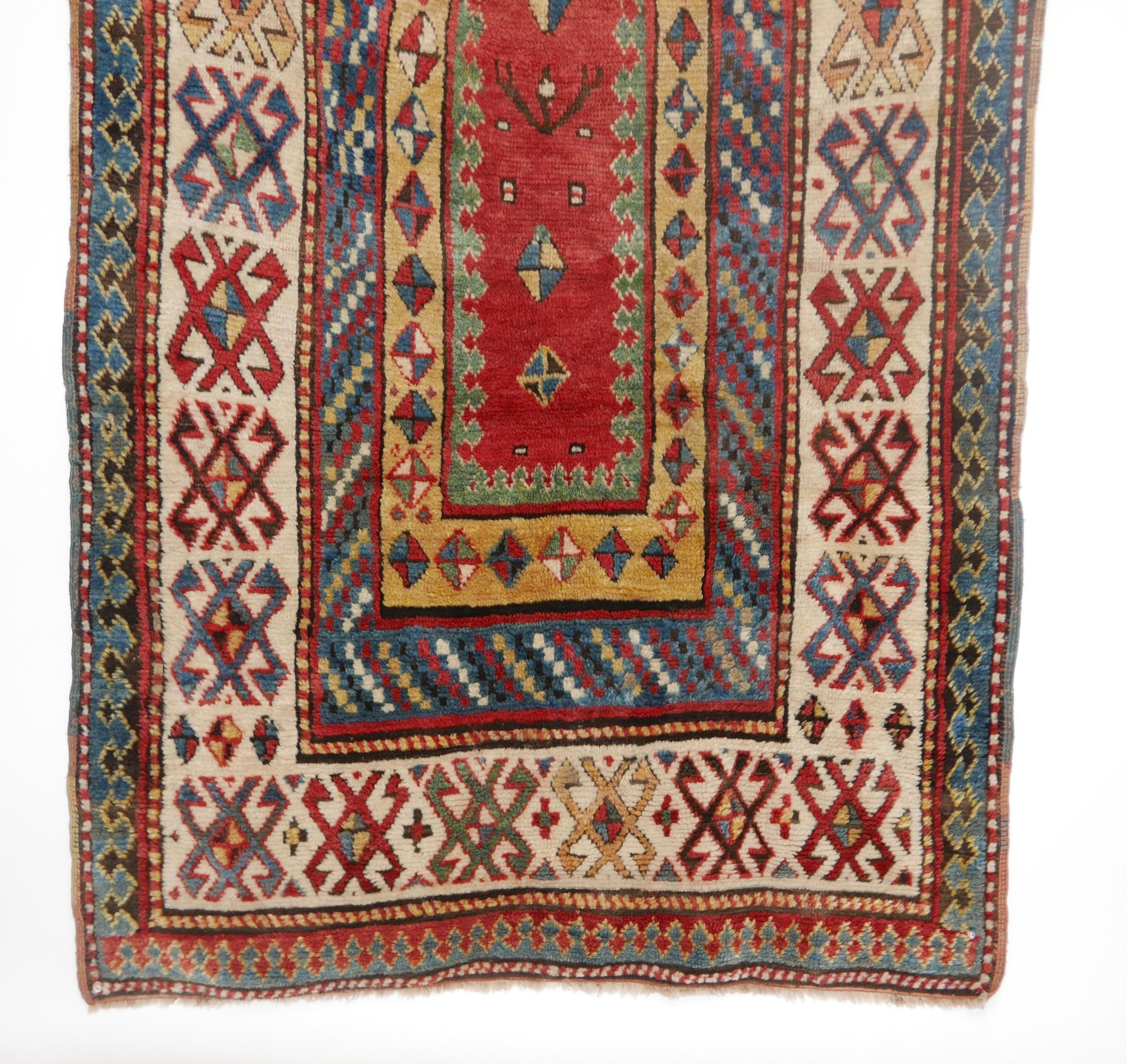 Antique Kazak Wool Rug, 19th Century Kazakhstan 4