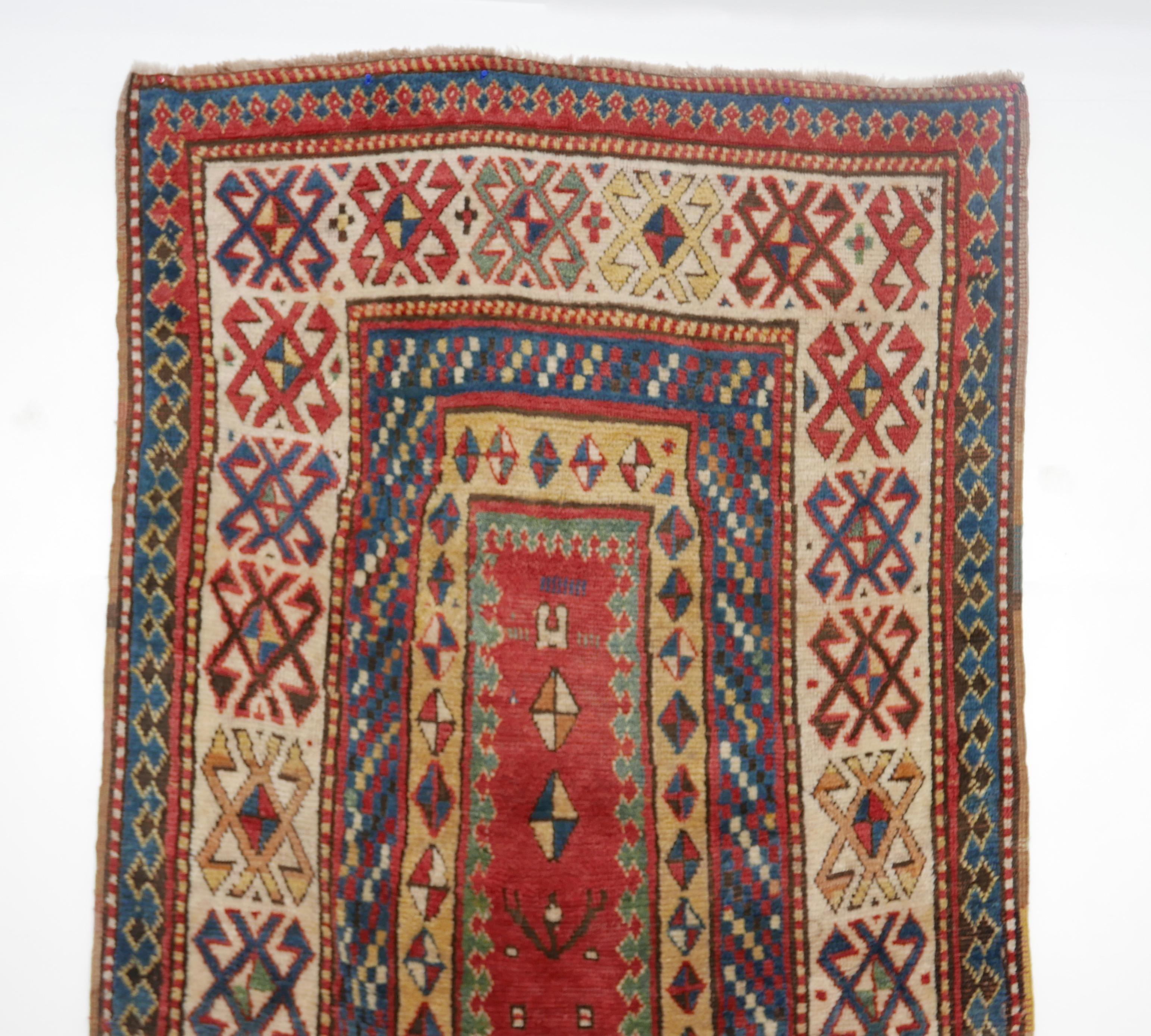 Antique Kazak Wool Rug, 19th Century Kazakhstan 5