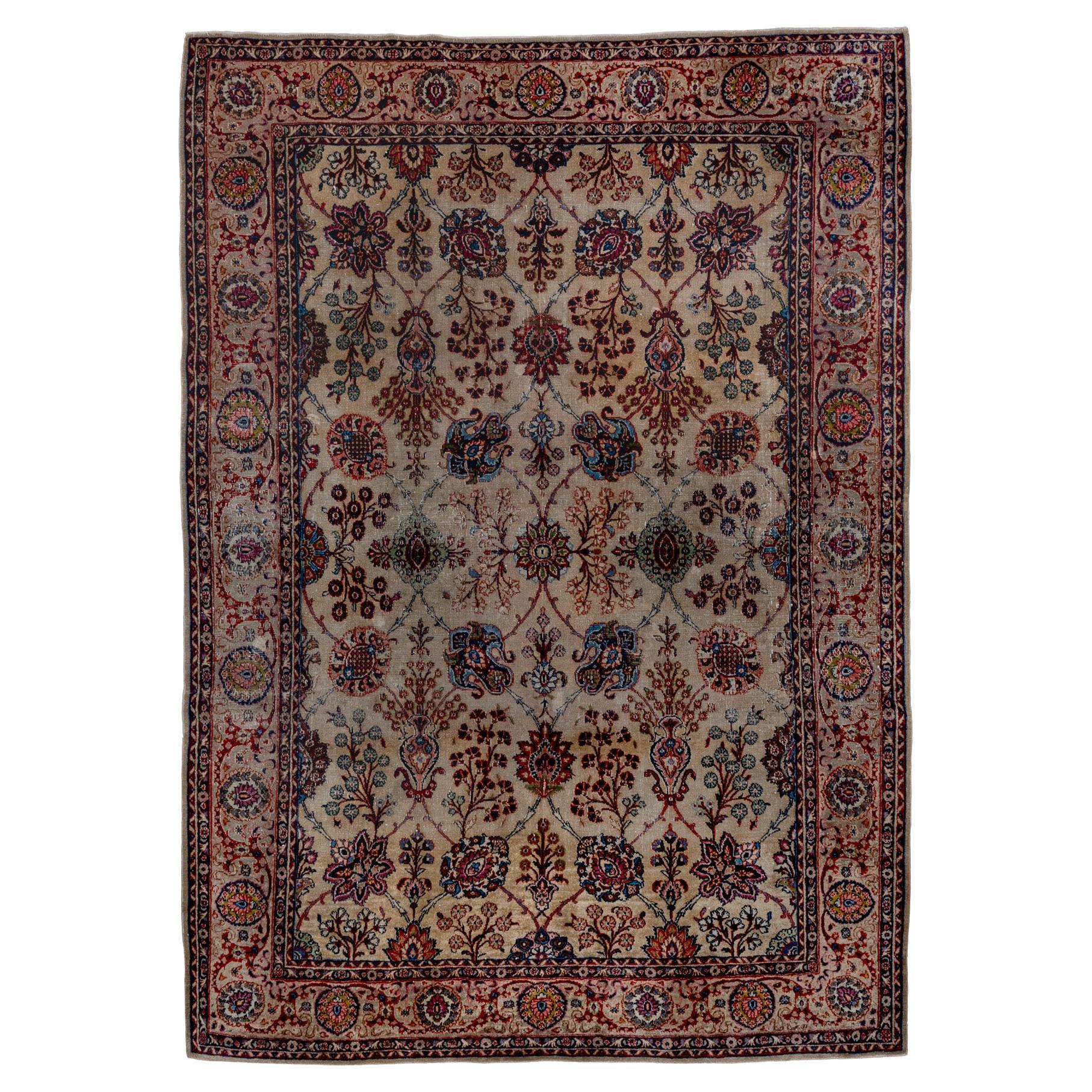 Antique Kazvin Rug with Floral Medallion in Deep, Rich Colors
