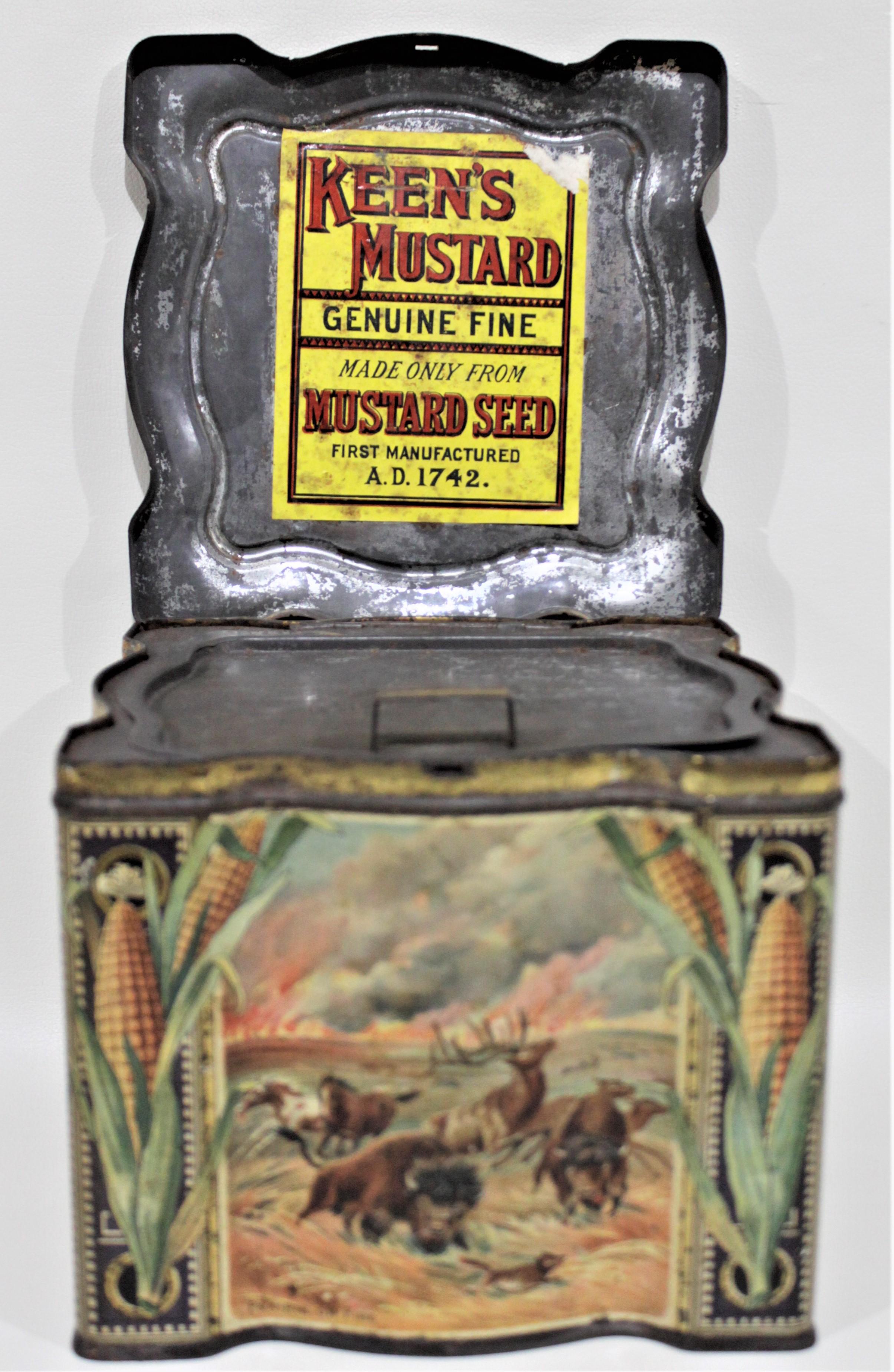 English Antique Keen's Mustard Advertising Tin with Indigenous American & Western Scenes