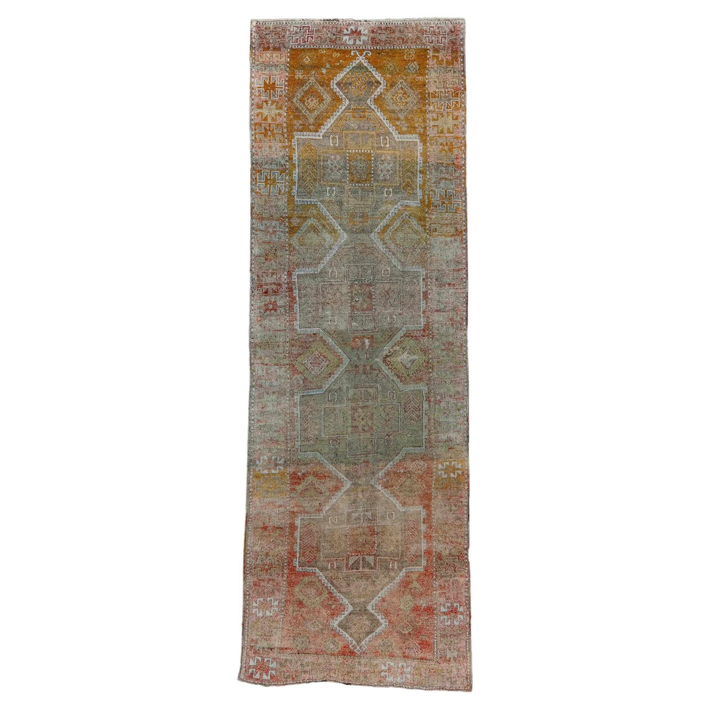 Antique Kenare Oushak with Earthy Tones For Sale