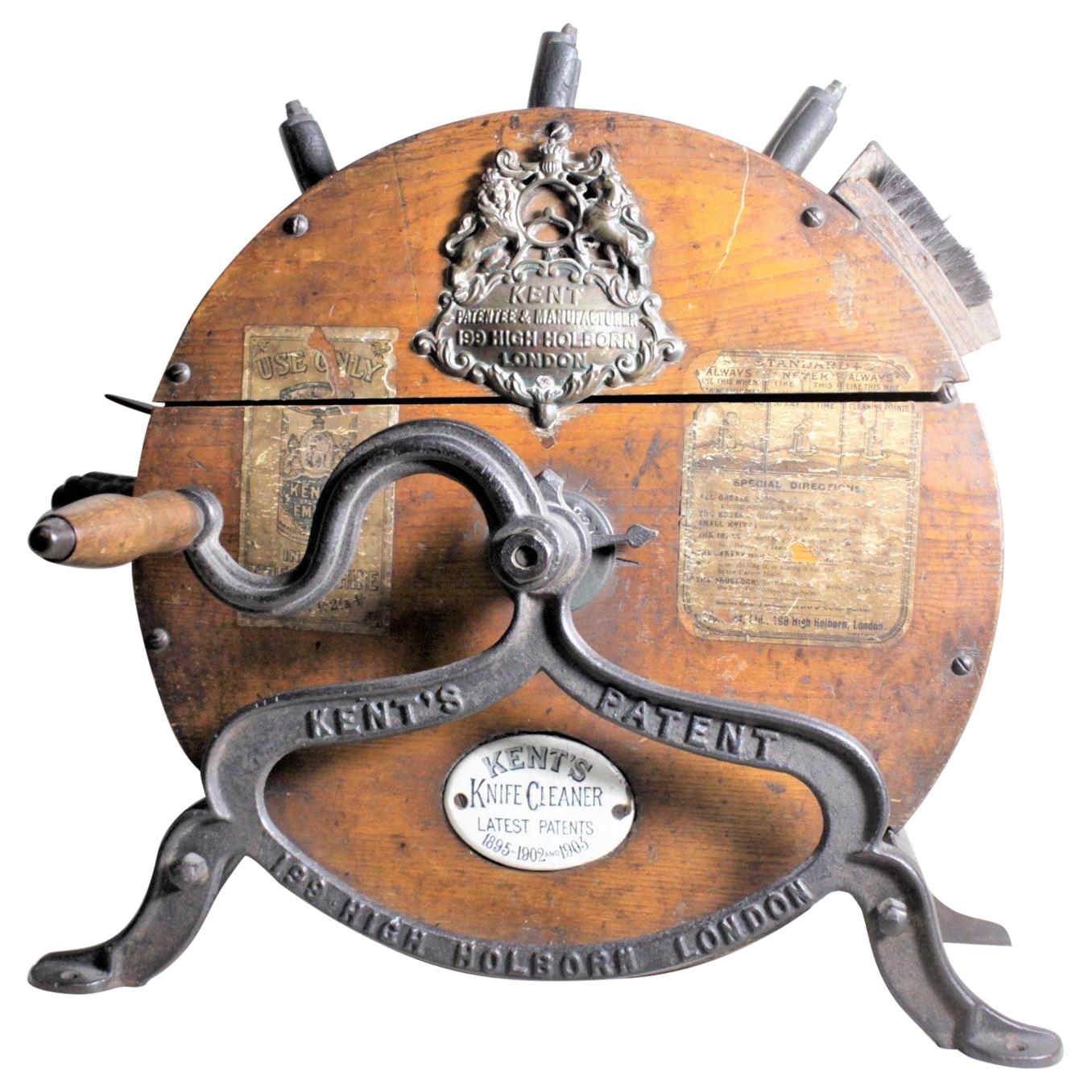 Antikes Kent's Knife Cleaning, Polishing & Sharpening Wheel mit Original Etiketten