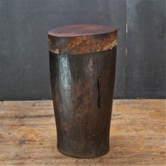 Antique Kenyan African Tribal Djembe Drum Side Table Pedestal Plant Stand