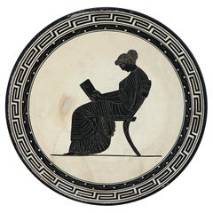 Antique Keramikos Neoclassical Pottery Charger with a Classical Woman C1900