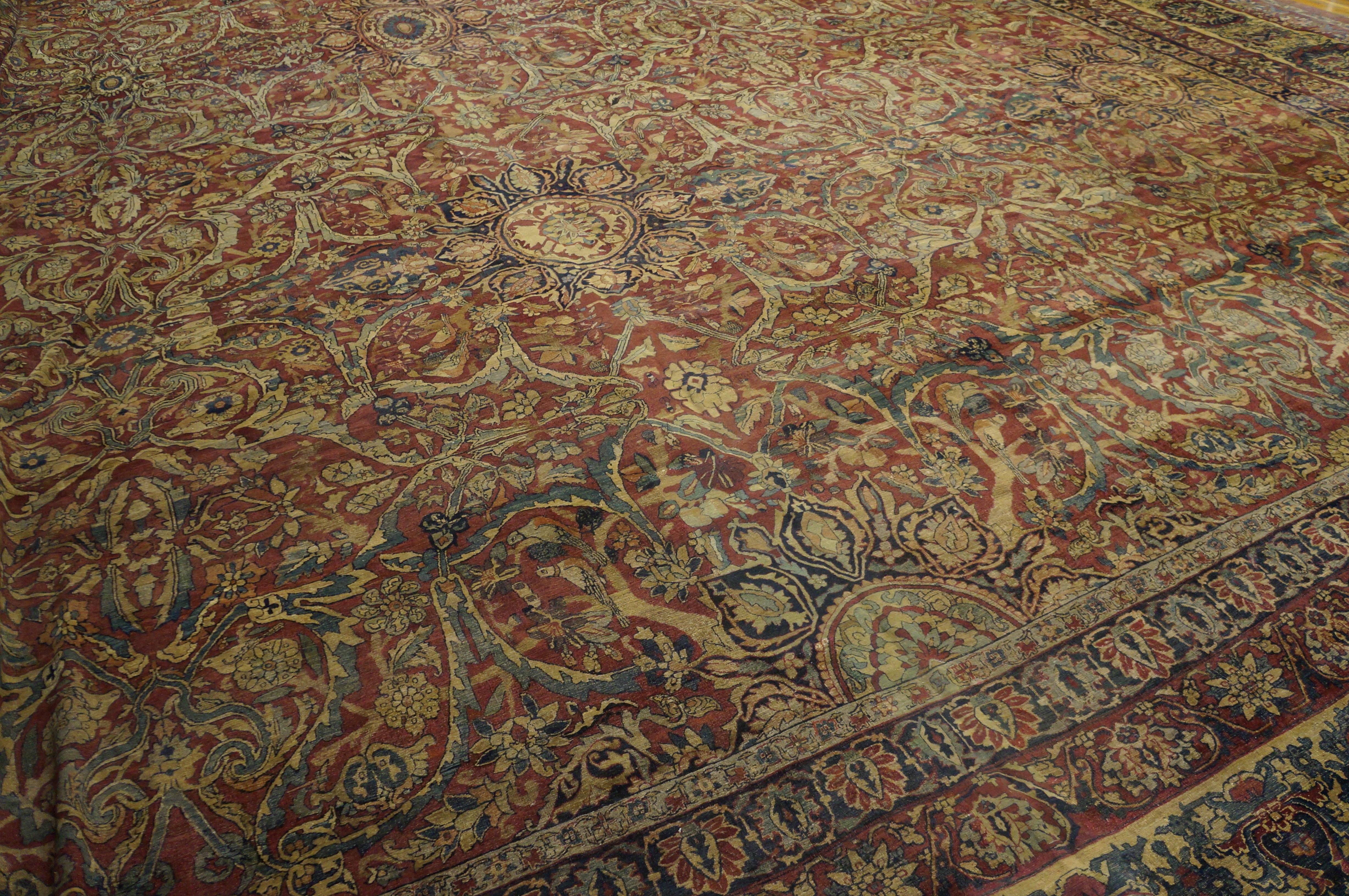 Hand-Knotted 19th Century Persian Kerman Laver Carpet ( 21' x 28' - 640 x 853 ) For Sale