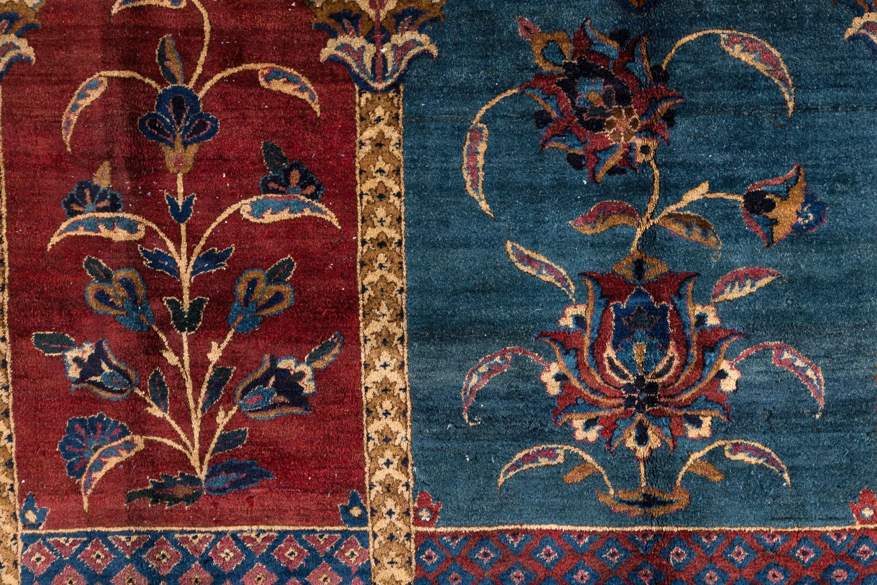 Hand-Knotted Antique Kerman Carpet For Sale