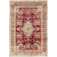 Antique Kerman Carpet with Central Medallion, Paisleys and Floral Motifs