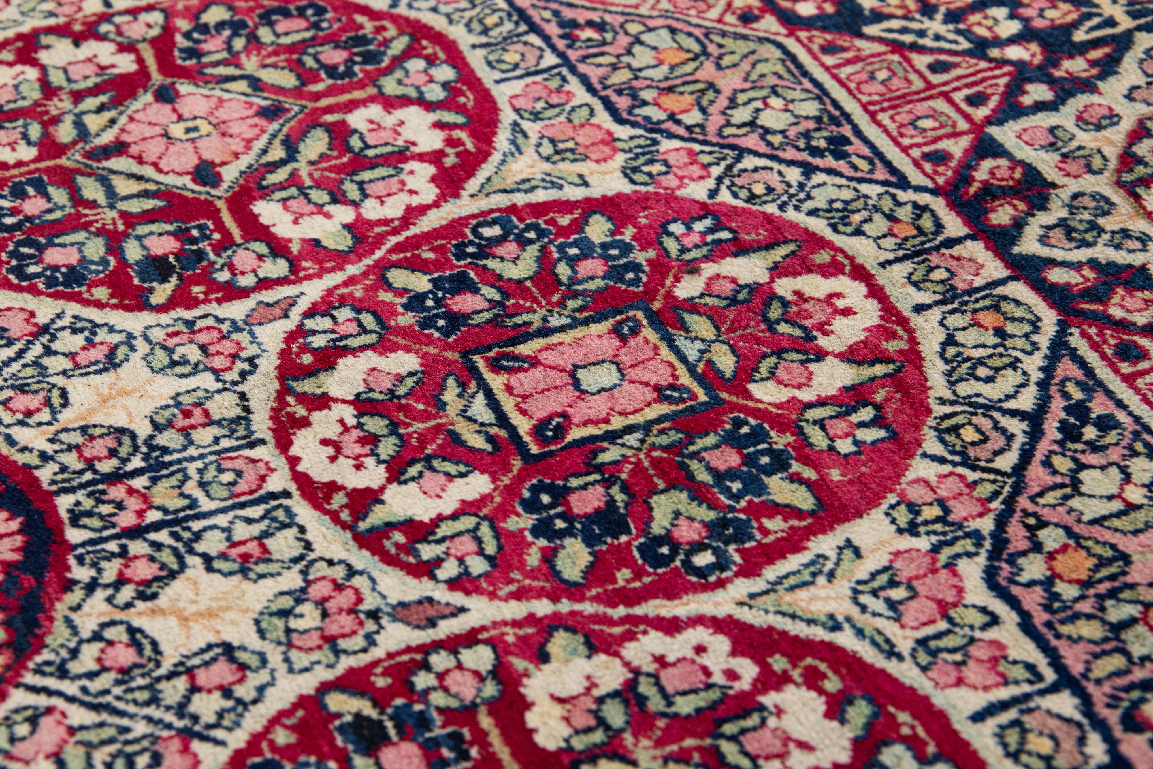 20th Century Antique Kerman Handmade Allover Floral Designed Wool Rug For Sale