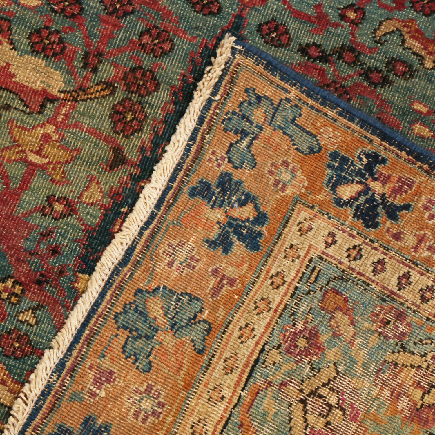Antique Kerman Lavar Beige and Violet Wool Persian Rug For Sale 1