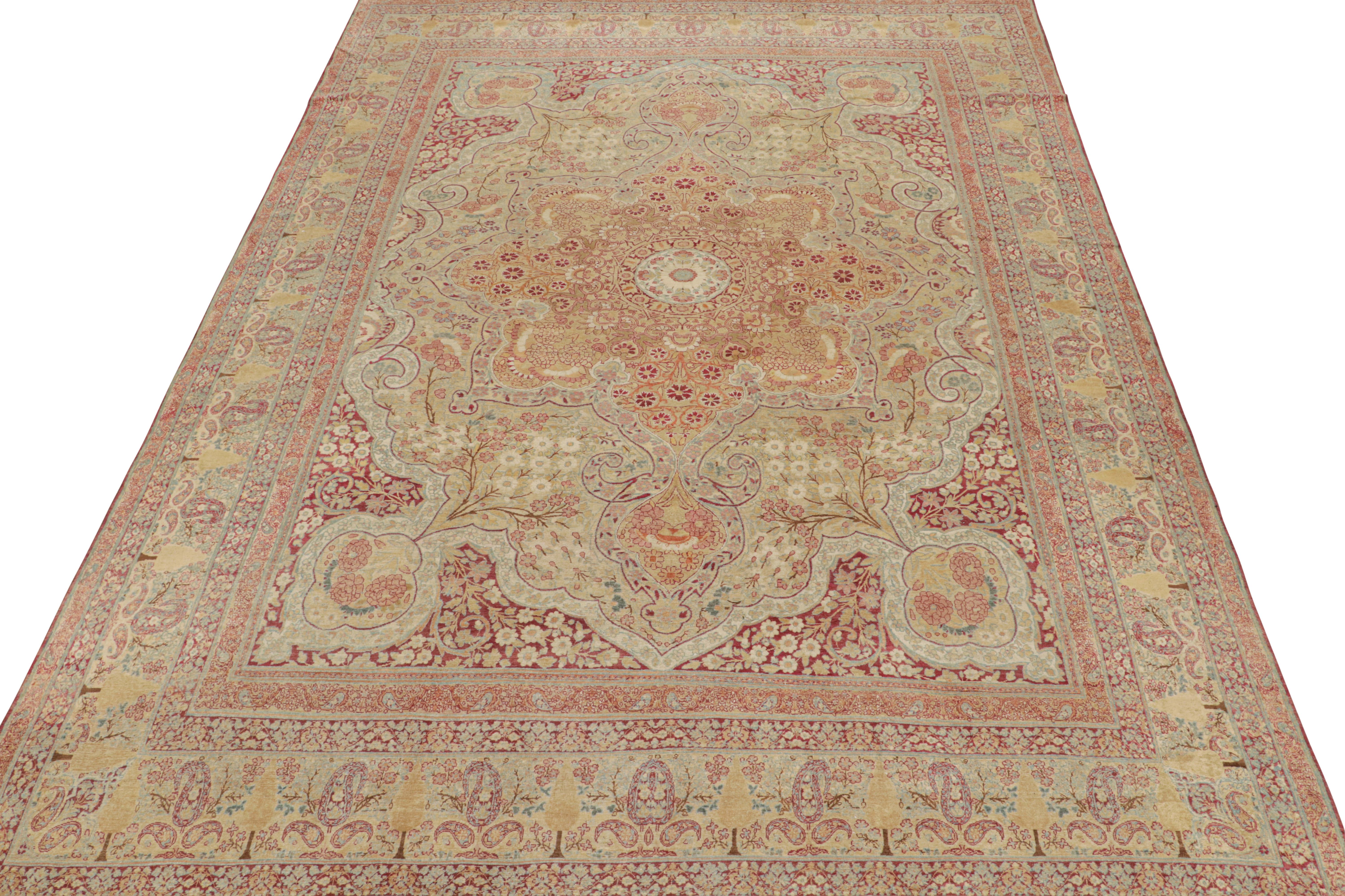 Early 20th Century Antique Persian Kerman Lavar rug with Floral Medallion, from Rug & Kilim For Sale