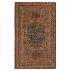 Antiker antiker Kerman Lavar Persischer Teppich aus blauer und roter Wolle von Teppich & Kelim