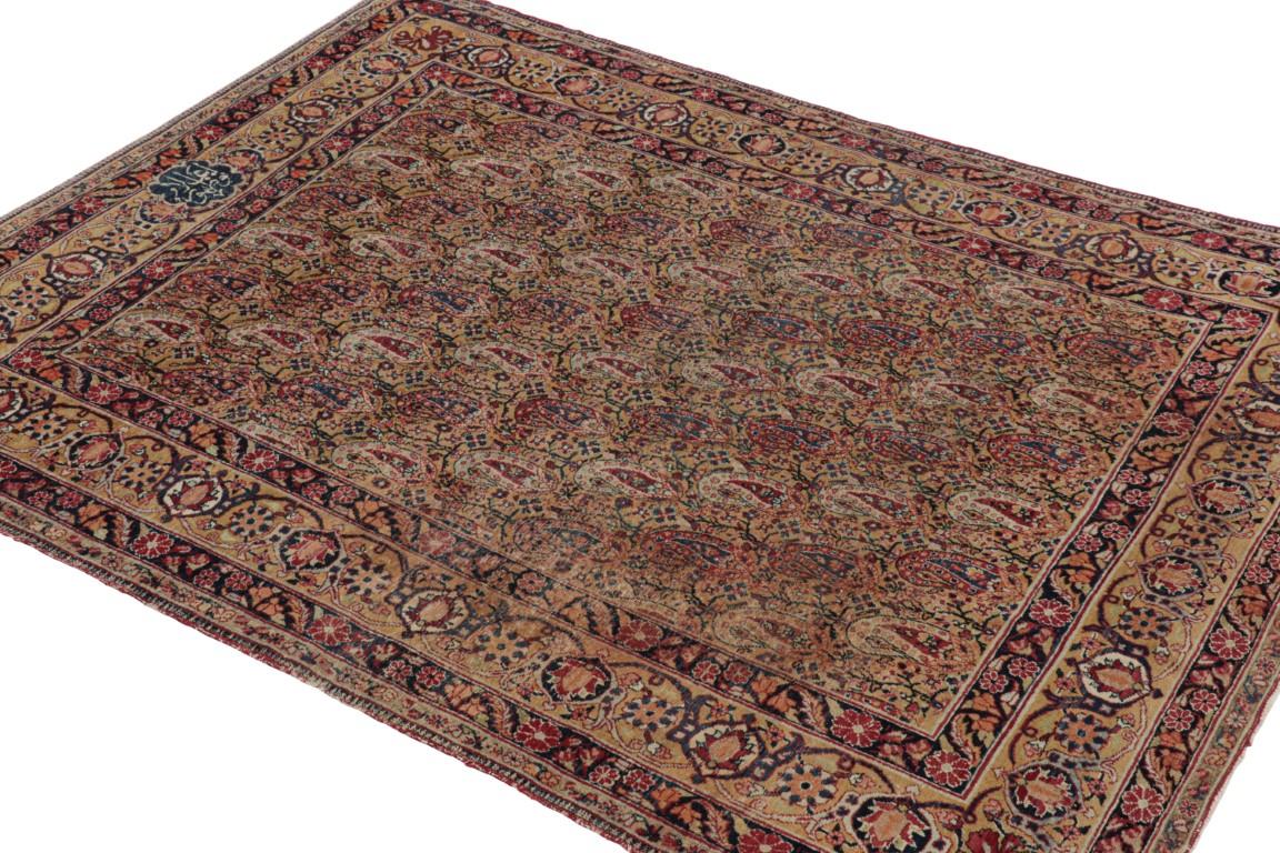 Late 19th Century Signed Nozohour Salami Antique Kerman Lavar Persian Rug - Rug & Kilim For Sale