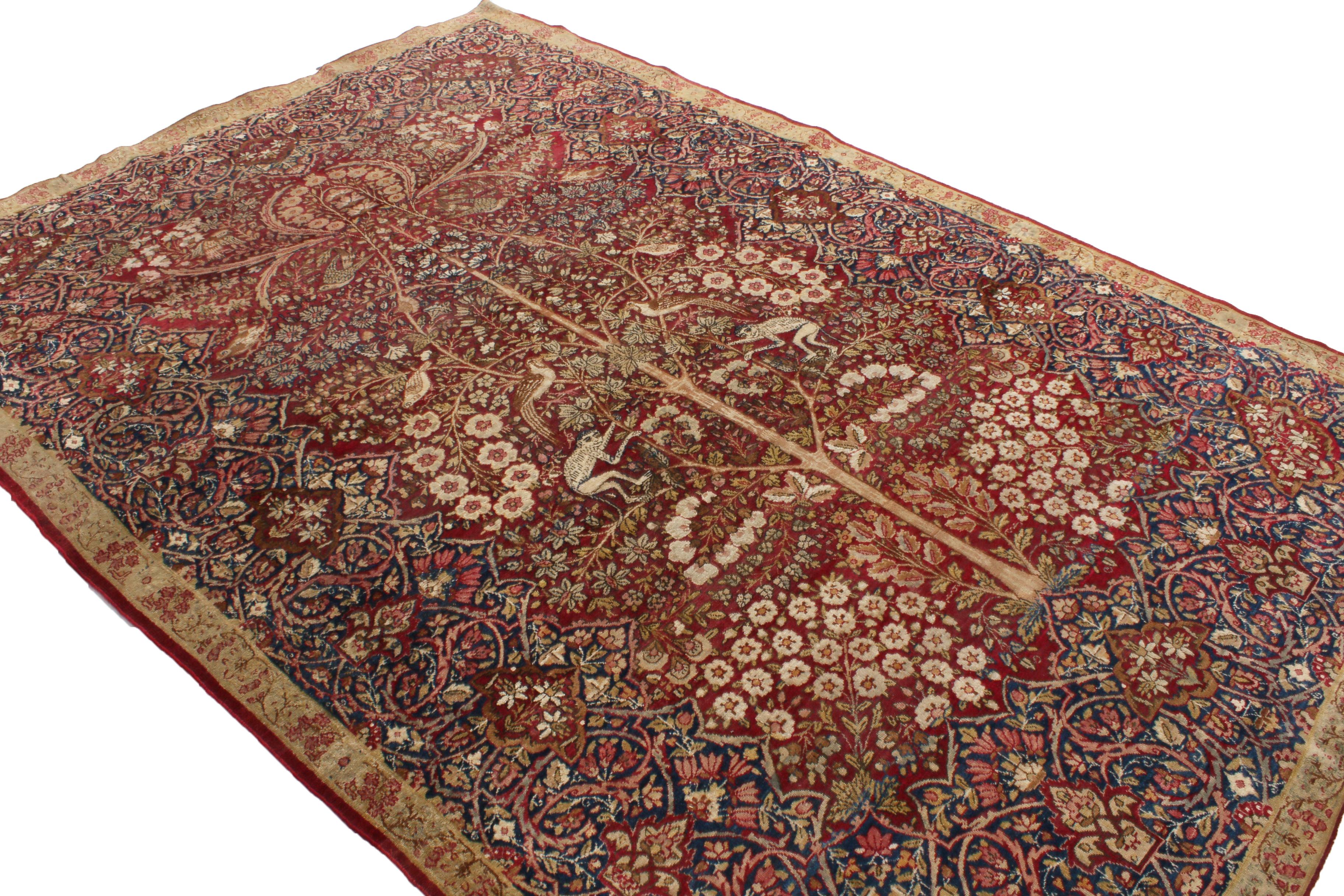 Kirman Tapis ancien en laine rouge persane Kerman Lavar noué à la main par Rug & Kilim en vente