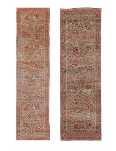 Antique Kerman Lavar Persian Twin Runners with Interlocking Florals-Rug & Kilim