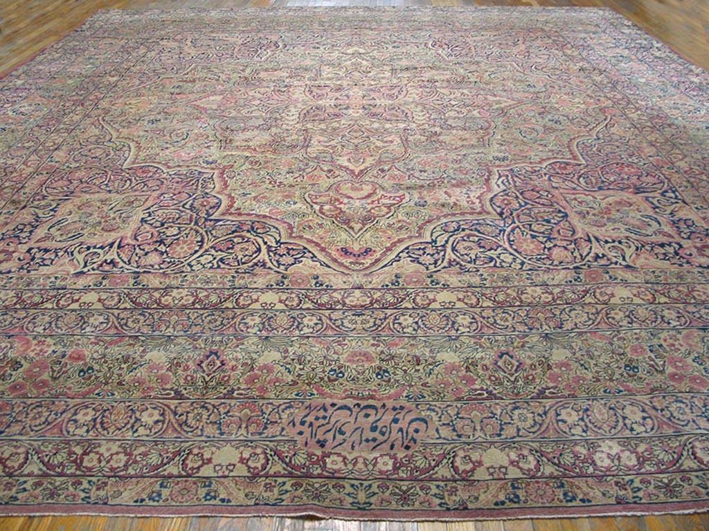 Hand-Knotted Late 19th Century Persian Laver Kerman Carpet ( 14' x 17' - 427 x 518 cm )  For Sale