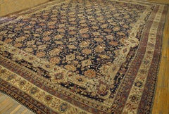 1880s Navy Multicolor Antique Persian Kerman Lavar Carpet 16'6" x 22'6" Wool Rug