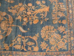 Special Blue Finely Drawn Allover Floral Design Century Persian Kirman Lavar Rug