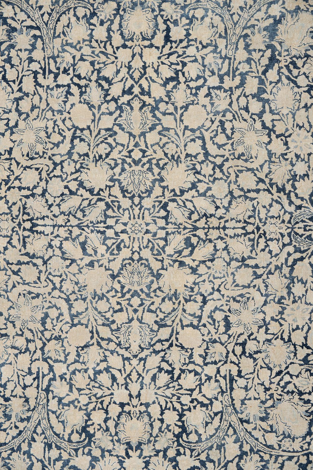 20th Century Antique Circa 1910 Persian Kerman Millefleur Wool Rug Hand Knotted 11' X 17' For Sale