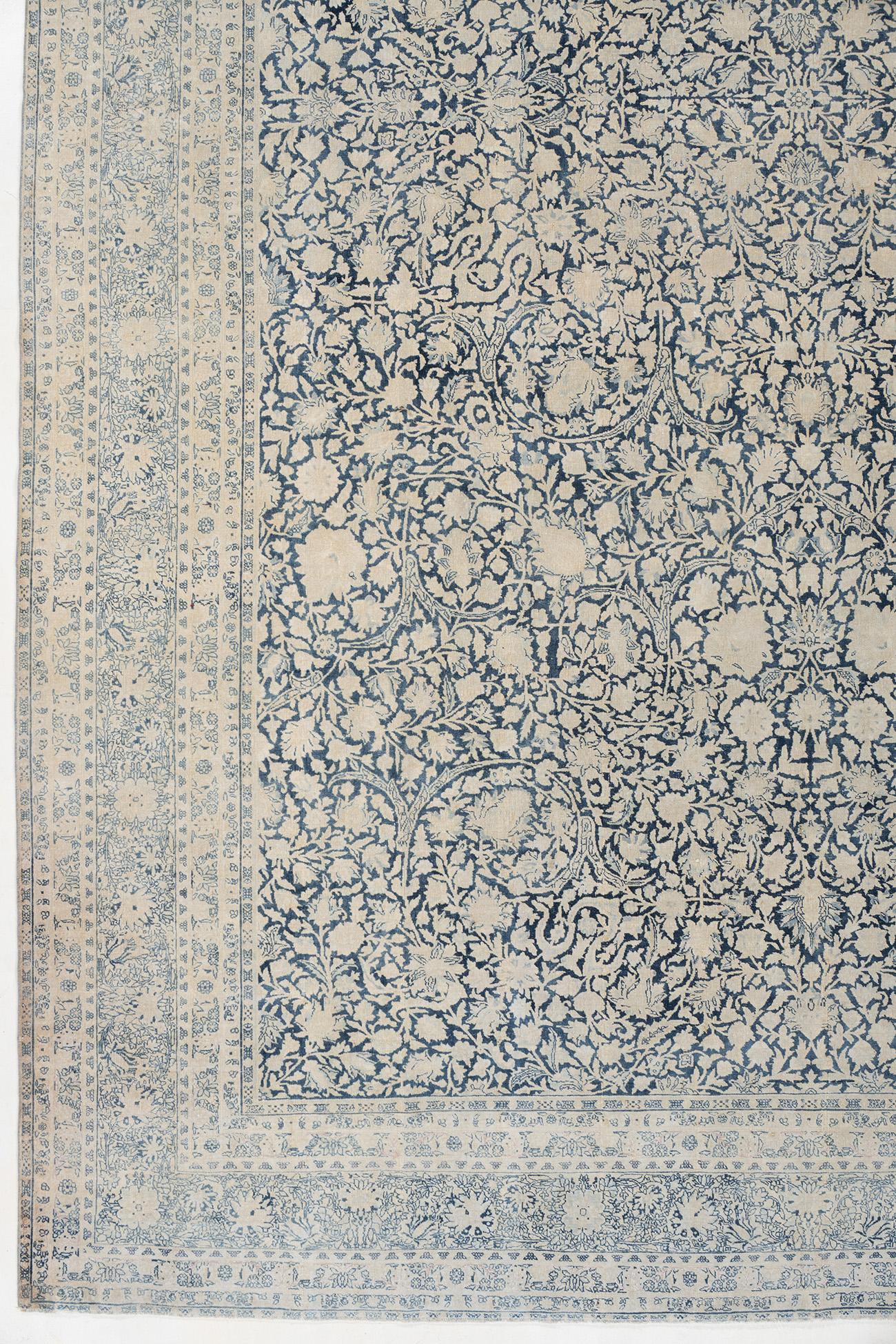 Antique Circa 1910 Persian Kerman Millefleur Wool Rug Hand Knotted 11' X 17' For Sale 2