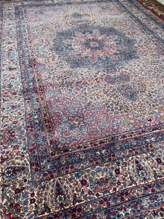 Antique Kerman Pastel Botanical Rug, c. 1930's