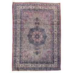 Antique Kerman Pastel Botanical Rug, c. 1930's