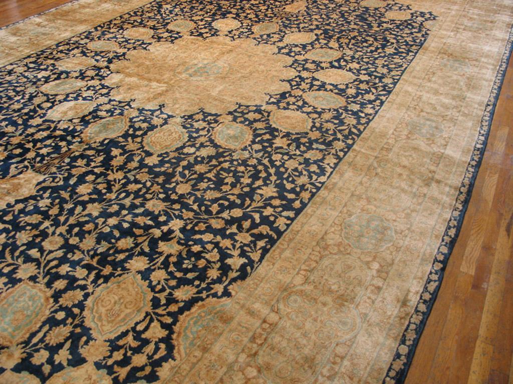Hand-Knotted Antique Kerman Persian Rug For Sale