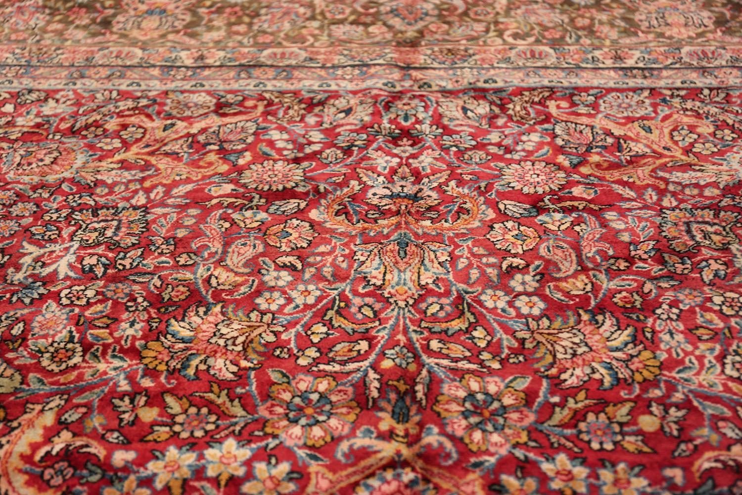 Hand-Knotted Antique Kerman Persian Rug. Size: 9 ft 9 in x 17 ft 3 in (2.97 m x 5.26 m)