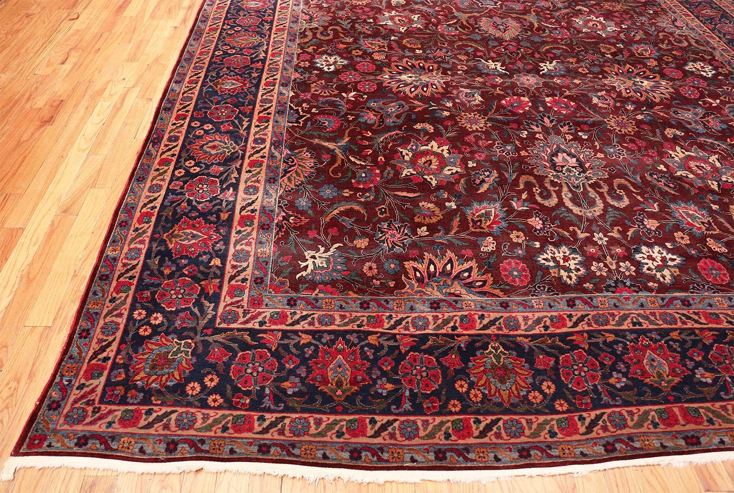 Hand-Knotted Antique Kerman Persian Rug. Size: 11 ft 8 in x 21 ft 2 in For Sale