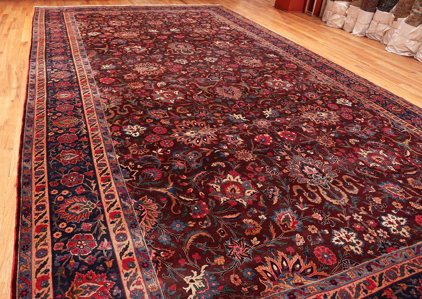 Wool Antique Kerman Persian Rug. Size: 11 ft 8 in x 21 ft 2 in For Sale