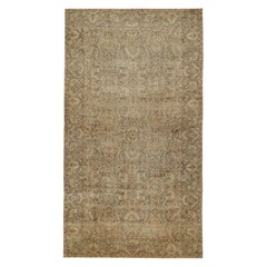 Antiker Kerman-Perserteppich mit goldenem und blauem Blumenmuster von Teppich & Kilim