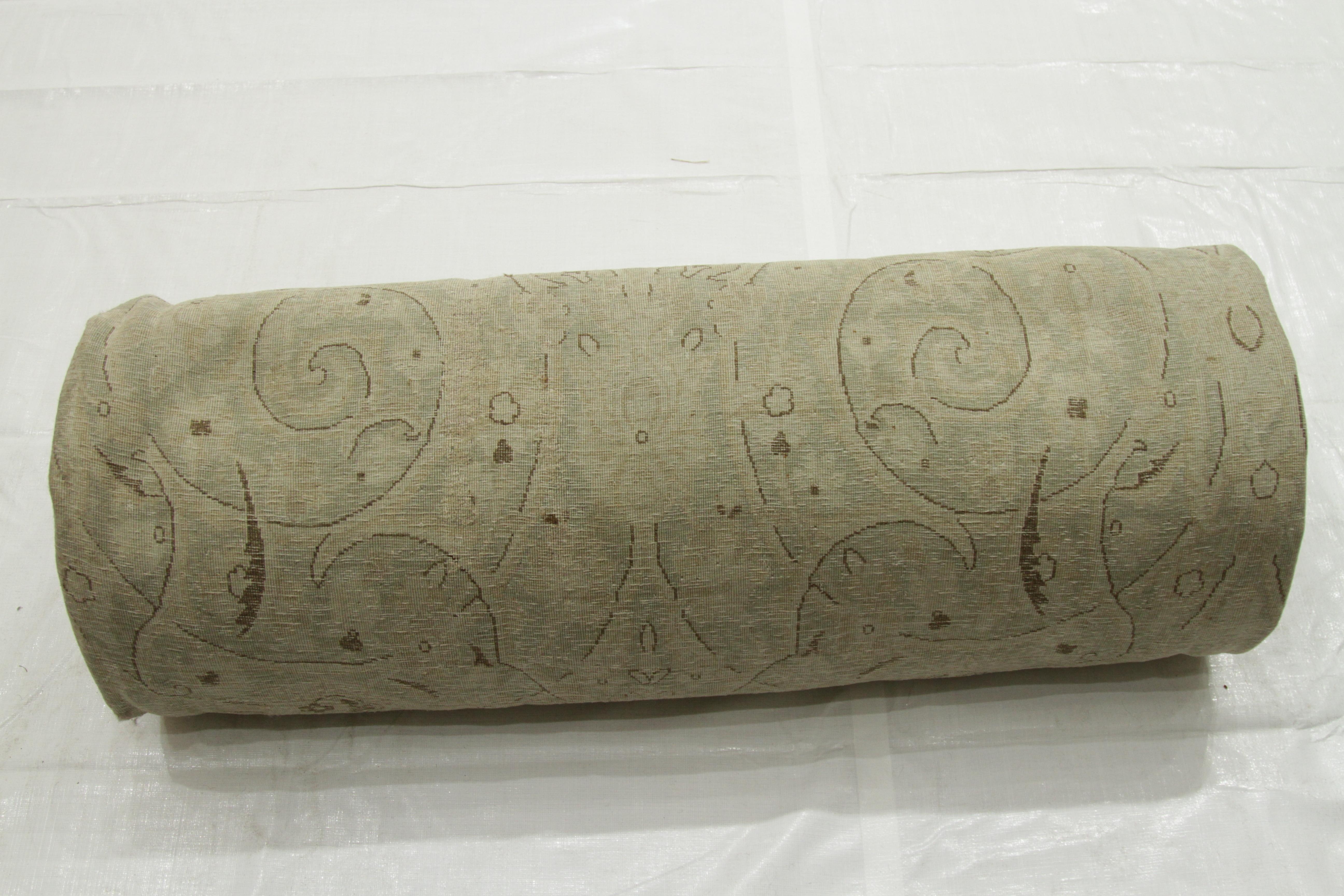 Antique Kerman Persian Rug with Ivory and Brown Floral Details, circa 1950s For Sale 6