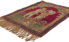 Antico tappeto di Kerman raffigurante il Leone e il Re Dario, arazzo mitologico achemenide