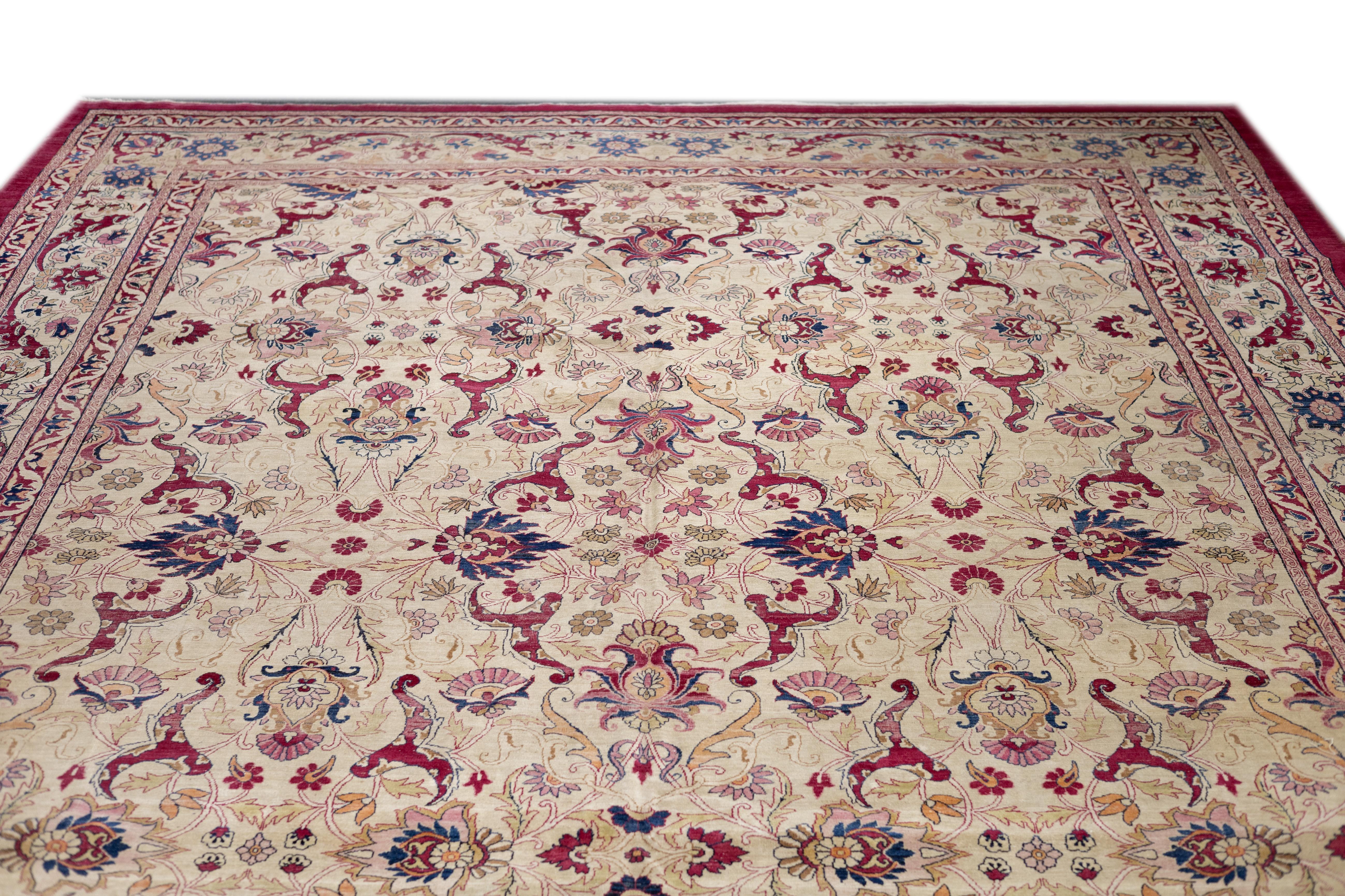 Antiker Kerman-Teppich 10'8'' x 14'1'' im Angebot 1