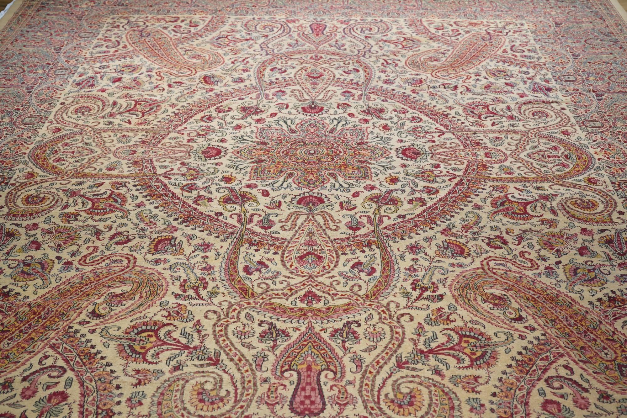 Early 20th Century Antique Kerman Rug For Sale