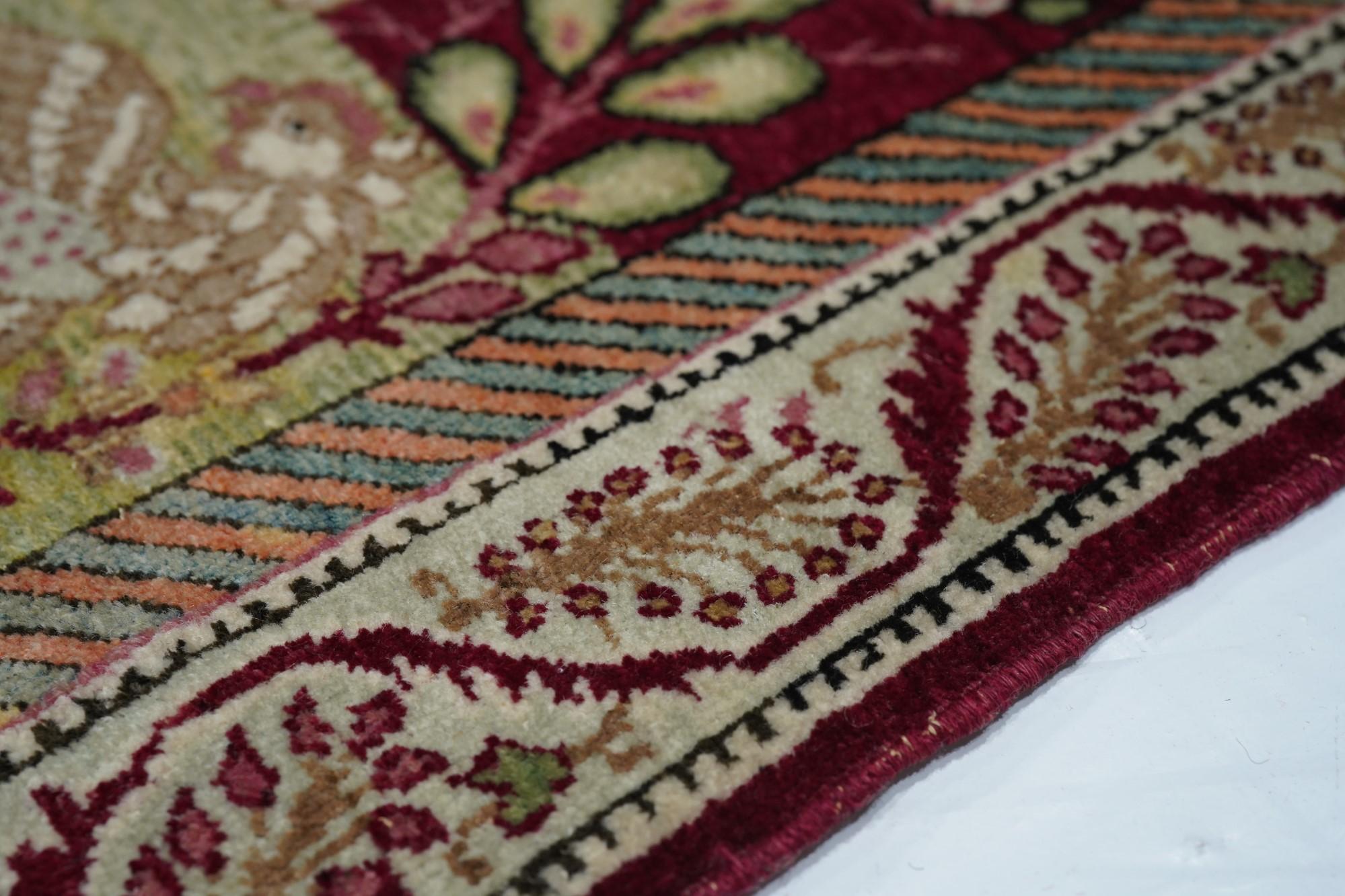 Début du 20ème siècle Tapis antique Kerman 2'9'' x 4'2'' en vente