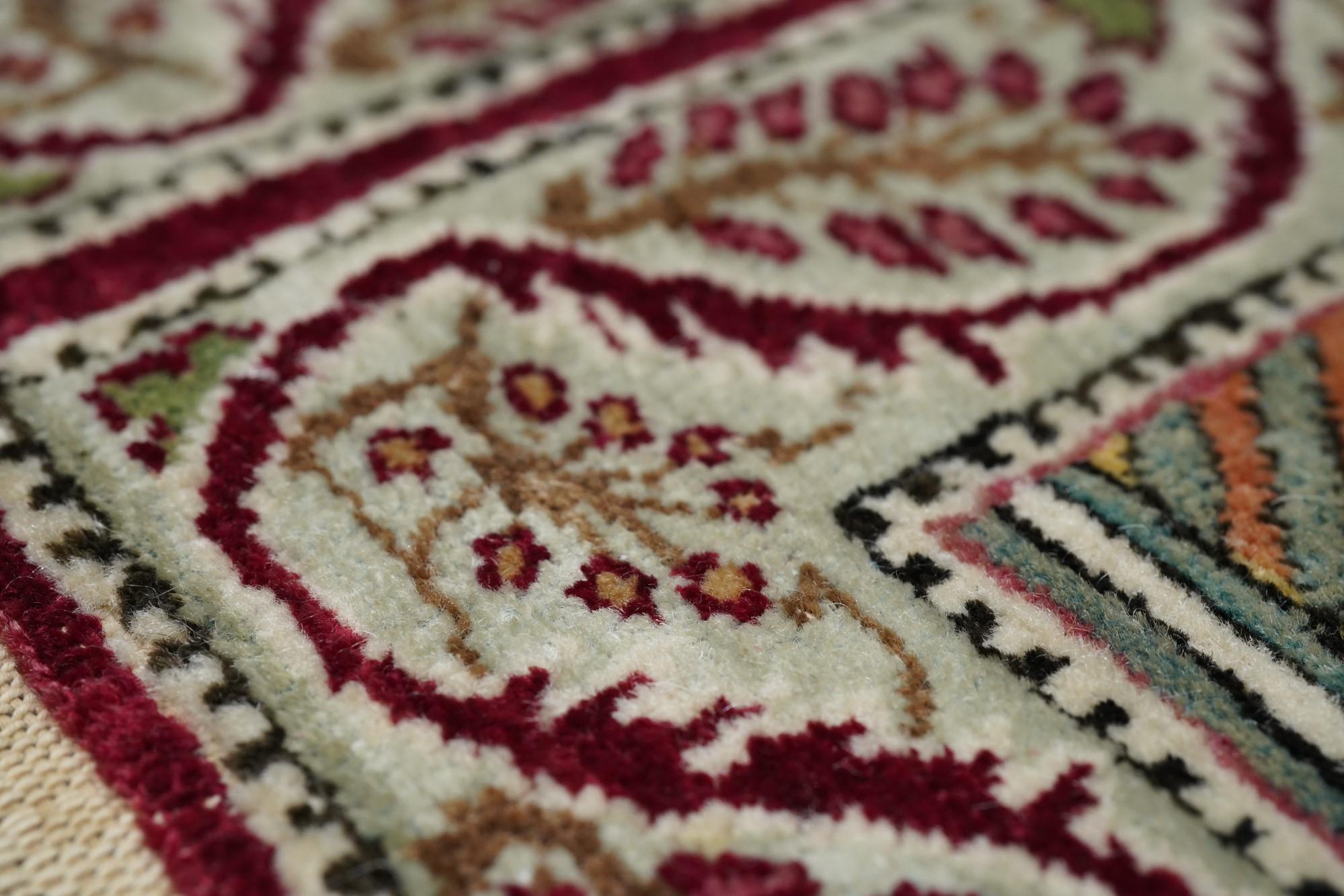 Laine Tapis antique Kerman 2'9'' x 4'2'' en vente
