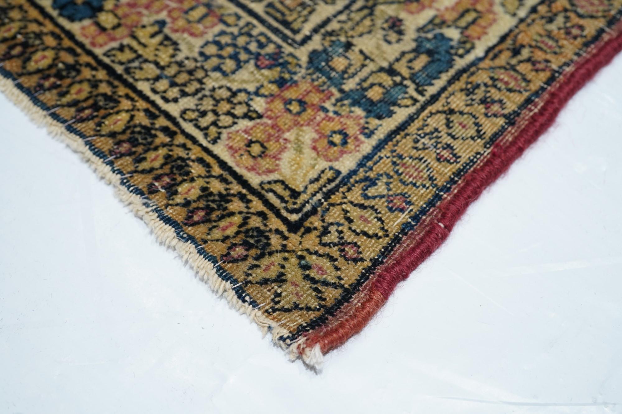 Antique Kerman Rug In Distressed Condition For Sale In New York, NY